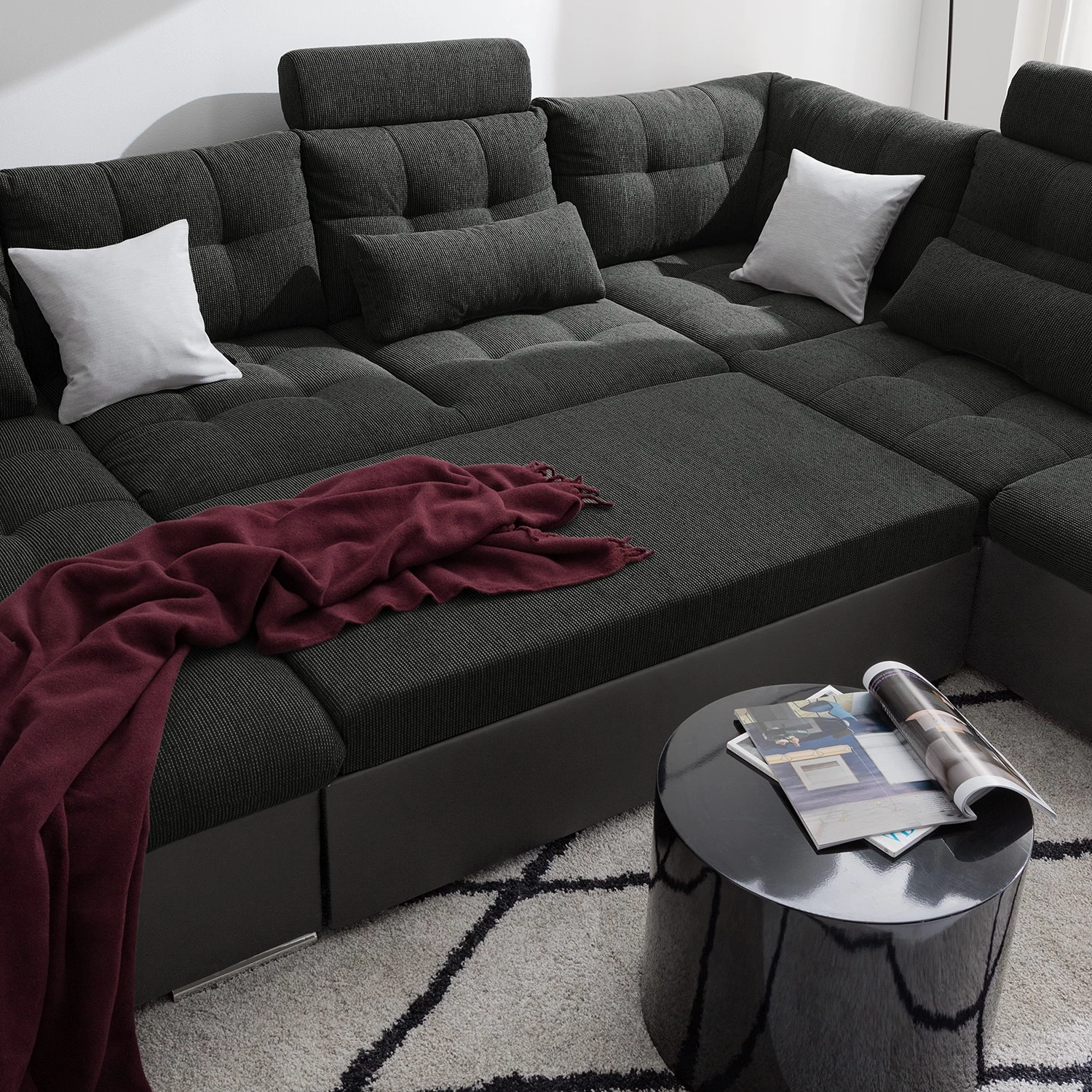 Fredriks Canapé panoramique Puntiro - Imitation cuir / Tissu structuré - Cuir synthétique Lilo / Tissu structuré Satur: Gris foncé / Anthracite 17 Fredriks Canapé panoramique Puntiro - Imitation cuir / Tissu structuré - Cuir synthétique Lilo / Tissu structuré Satur: Gris foncé / Anthracite – Image 15