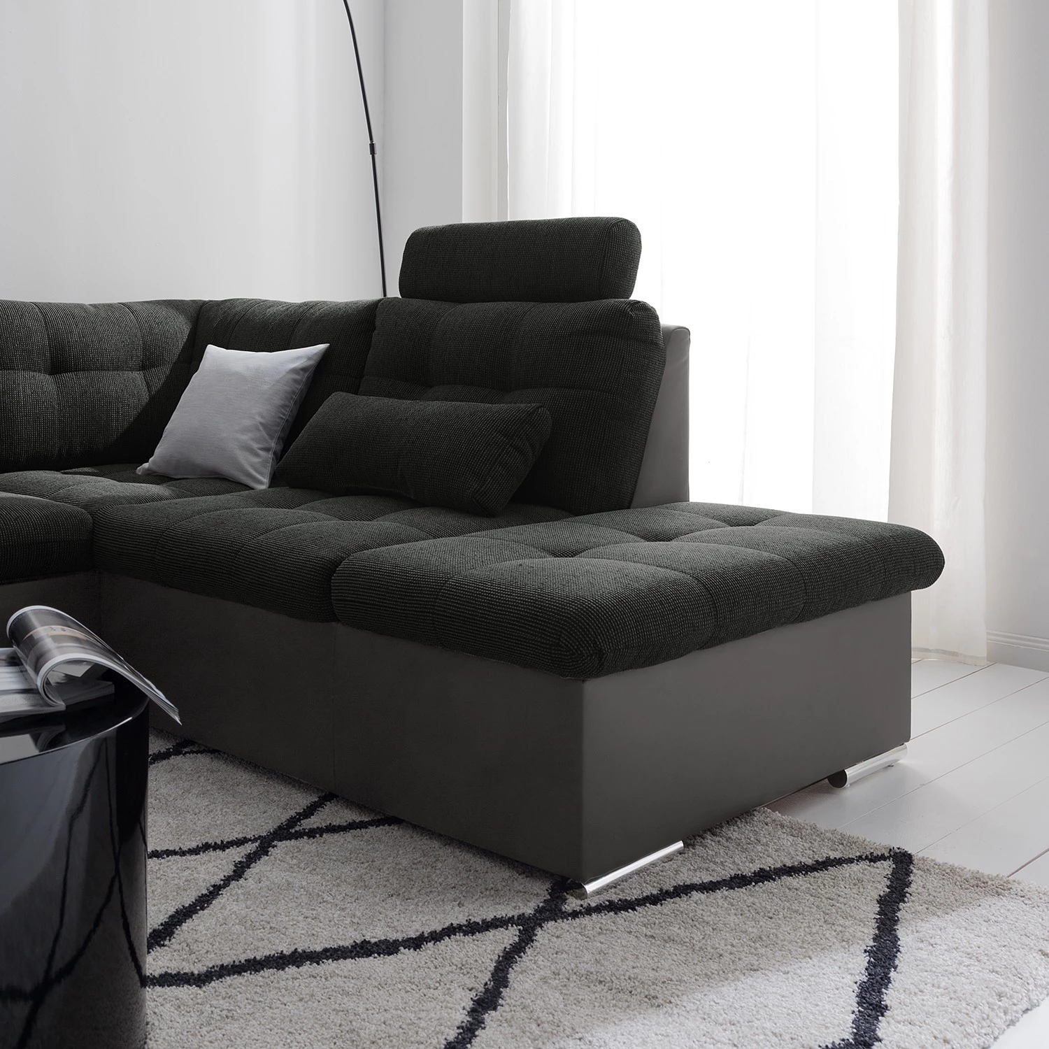 Fredriks Canapé panoramique Puntiro - Imitation cuir / Tissu structuré - Cuir synthétique Lilo / Tissu structuré Satur: Gris foncé / Anthracite 18 Fredriks Canapé panoramique Puntiro - Imitation cuir / Tissu structuré - Cuir synthétique Lilo / Tissu structuré Satur: Gris foncé / Anthracite – Image 16