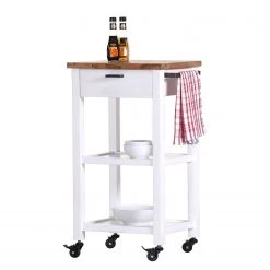 Red Living Desserte Pidula II - Acacia massif / Métal - Acacia blanc / Acacia -Meubles de salon Soldes 1000259775 210421 08212900058 DETAILS P000000001000259775