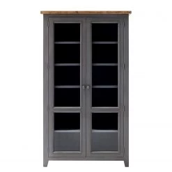 Maison Belfort Vitrine Balignton - Pin massif / Verre de sécurité - Gris -Meubles de salon Soldes 1000260758 211116 13020100327 DETAILS P000000001000260758