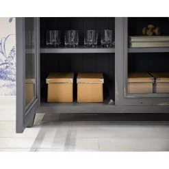 Maison Belfort Vitrine Balignton - Pin massif / Verre de sécurité - Gris -Meubles de salon Soldes 1000260758 220204 06301600040 DETAILS P000000001000260758