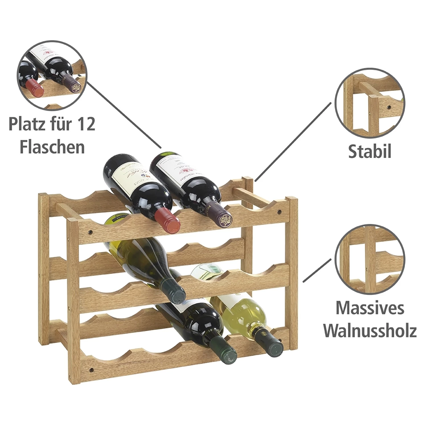 WENKO Range-bouteilles Norway - Noyer massif 5 WENKO Range-bouteilles Norway - Noyer massif – Image 3