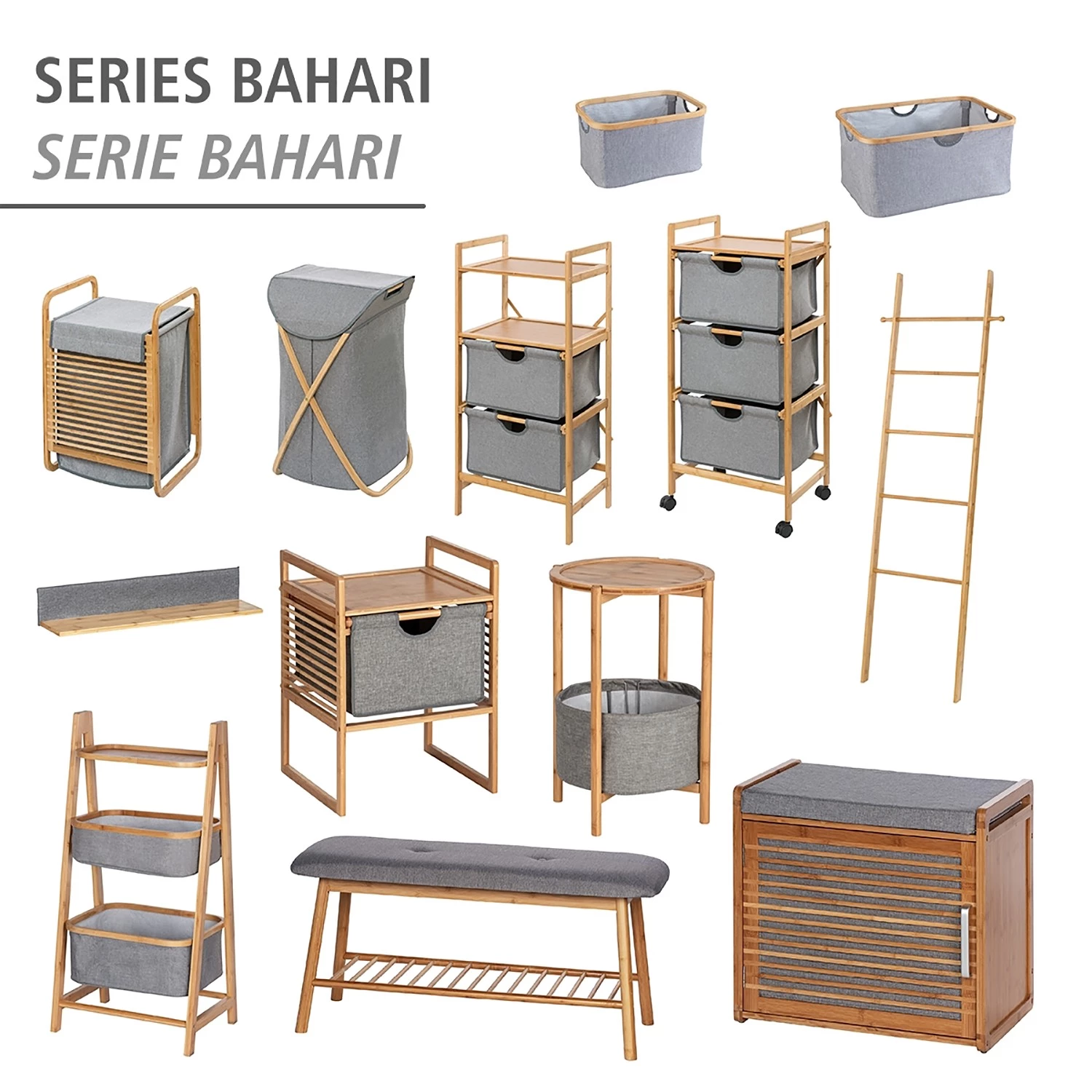 WENKO Bout de canapé Bahari II - Bambou massif - Bambou / Gris 9 WENKO Bout de canapé Bahari II - Bambou massif - Bambou / Gris – Image 7