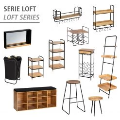 WENKO Étagère échelle Loft - Bambou massif / Métal - Bambou / Noir -Meubles de salon Soldes 1000260952 210423 13360000198 DETAILS P000000001000260952