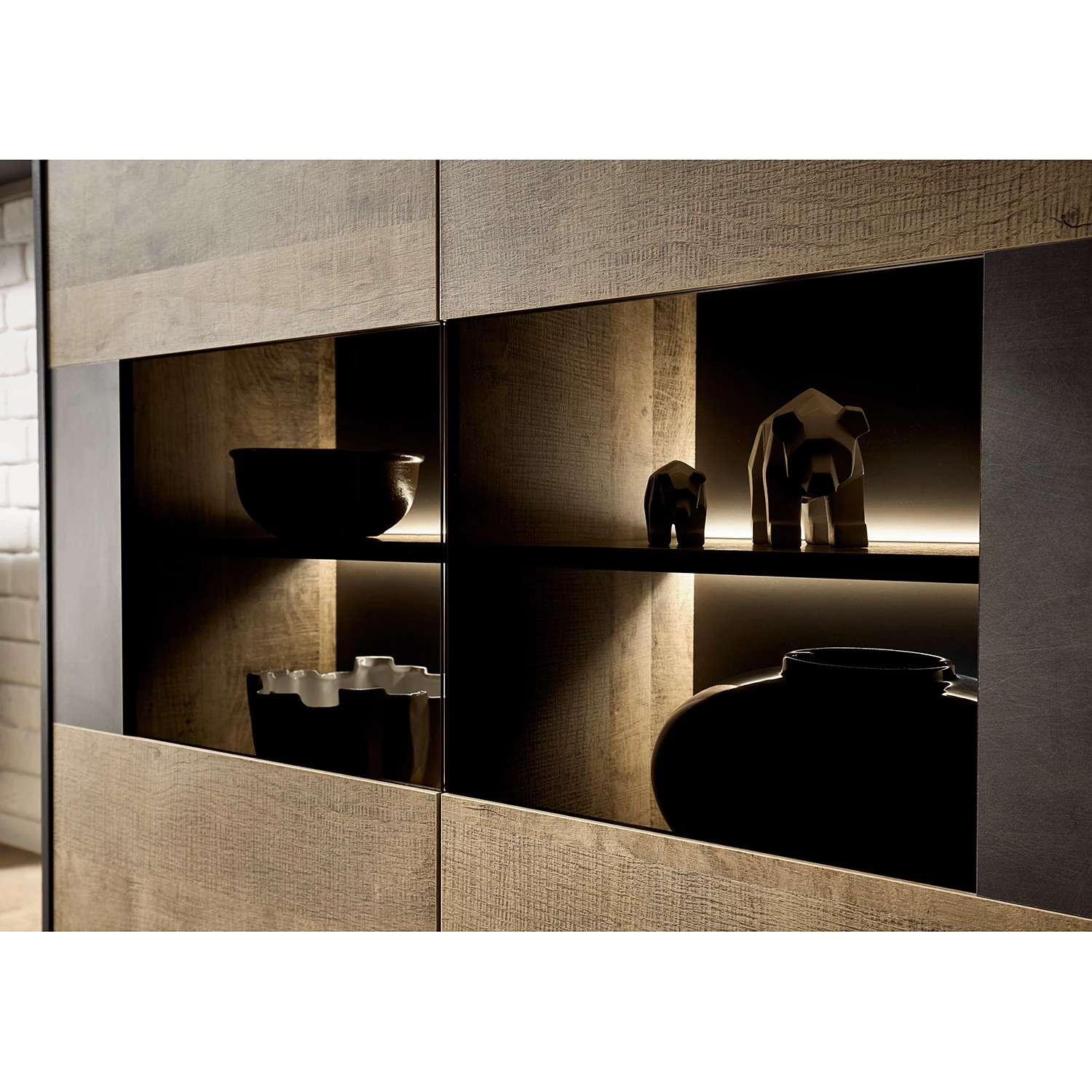 Red Living Buffet haut Cocody - Imitation chêne Montana / Gris 11 Red Living Buffet haut Cocody - Imitation chêne Montana / Gris – Image 9