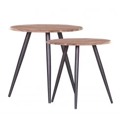 Red Living Bouts de canapé Fenay V (2 éléments) - Acacia massif / Métal - Acacia / Noir