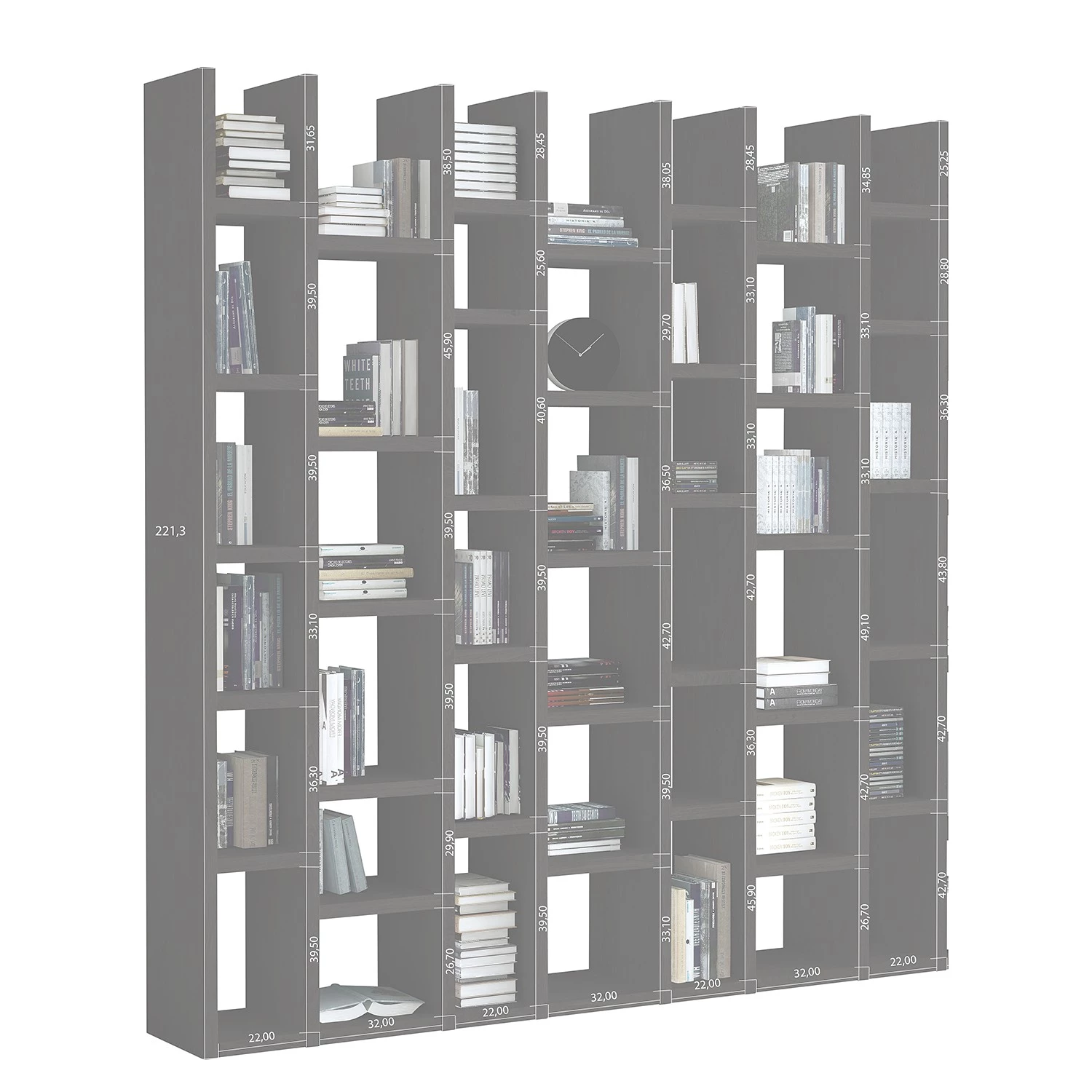 Loftscape Bibliothèque Emporior II - Imitation chêne marron-noir - Largeur : 221 cm 4 Loftscape Bibliothèque Emporior II - Imitation chêne marron-noir - Largeur : 221 cm – Image 2