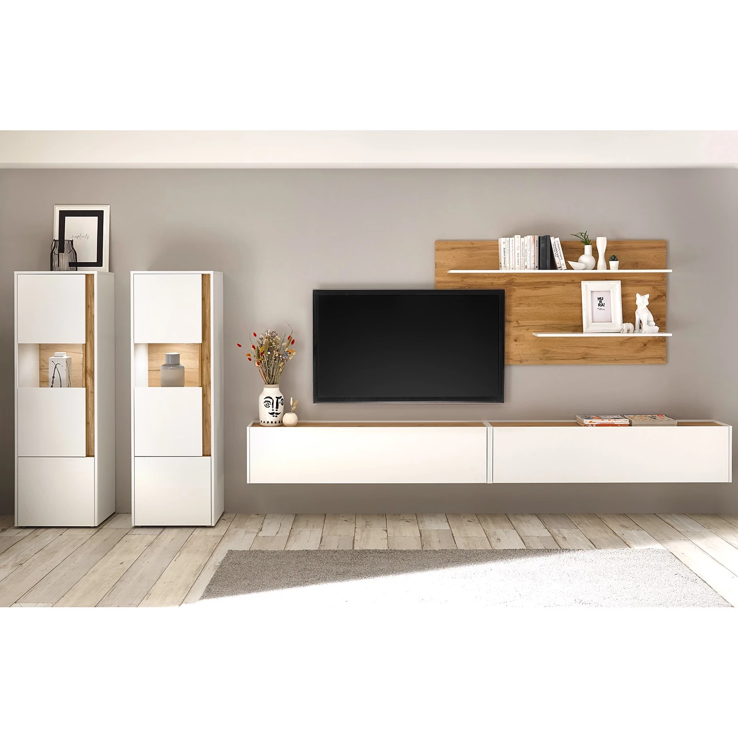 Norrwood Étagère murale Olon - Imitation chêne / Blanc 5 Norrwood Étagère murale Olon - Imitation chêne / Blanc – Image 3