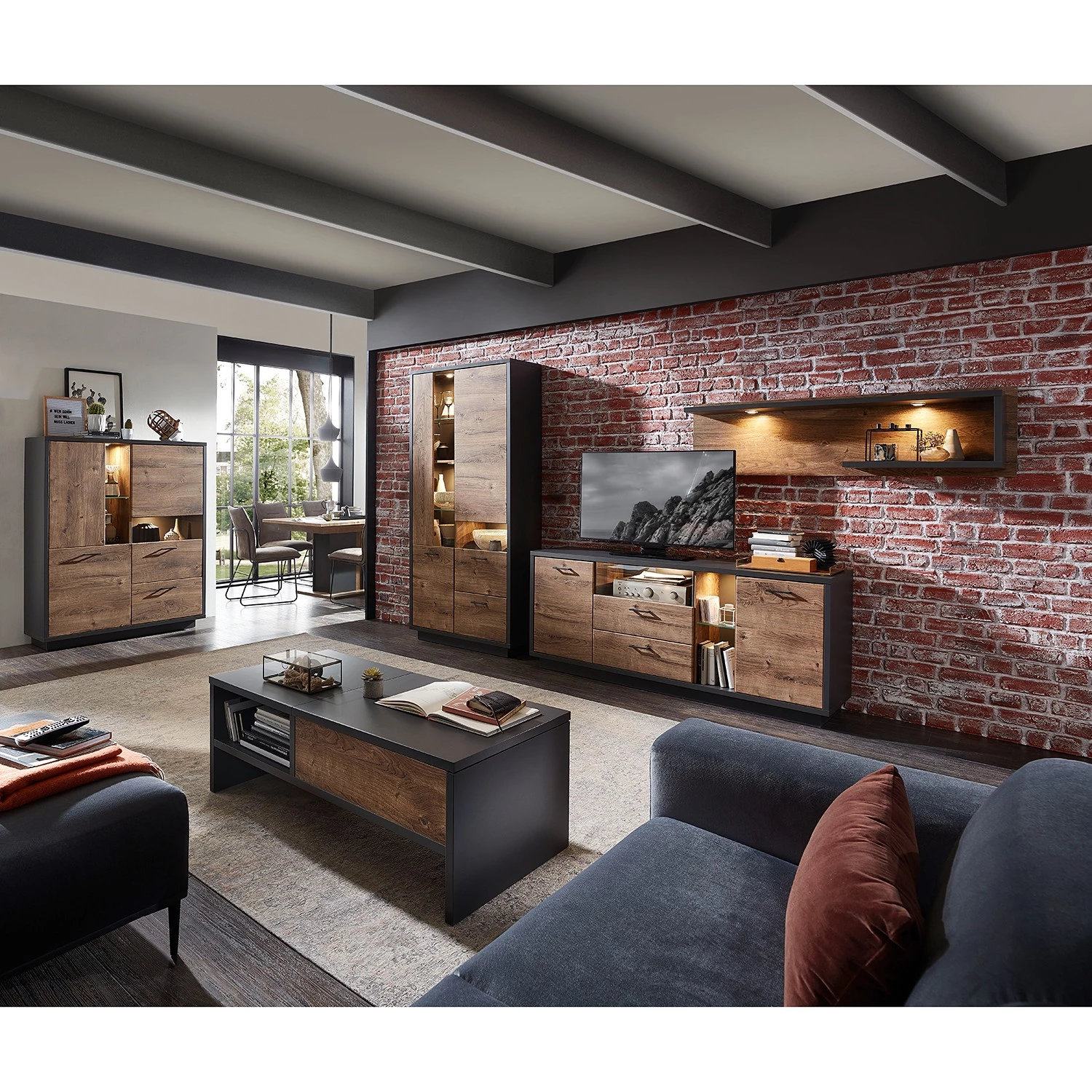 Red Living Ensemble meubles TV Batey (2 éléments) - Imitation chêne de Havel / Graphite 4 Red Living Ensemble meubles TV Batey (2 éléments) - Imitation chêne de Havel / Graphite – Image 2