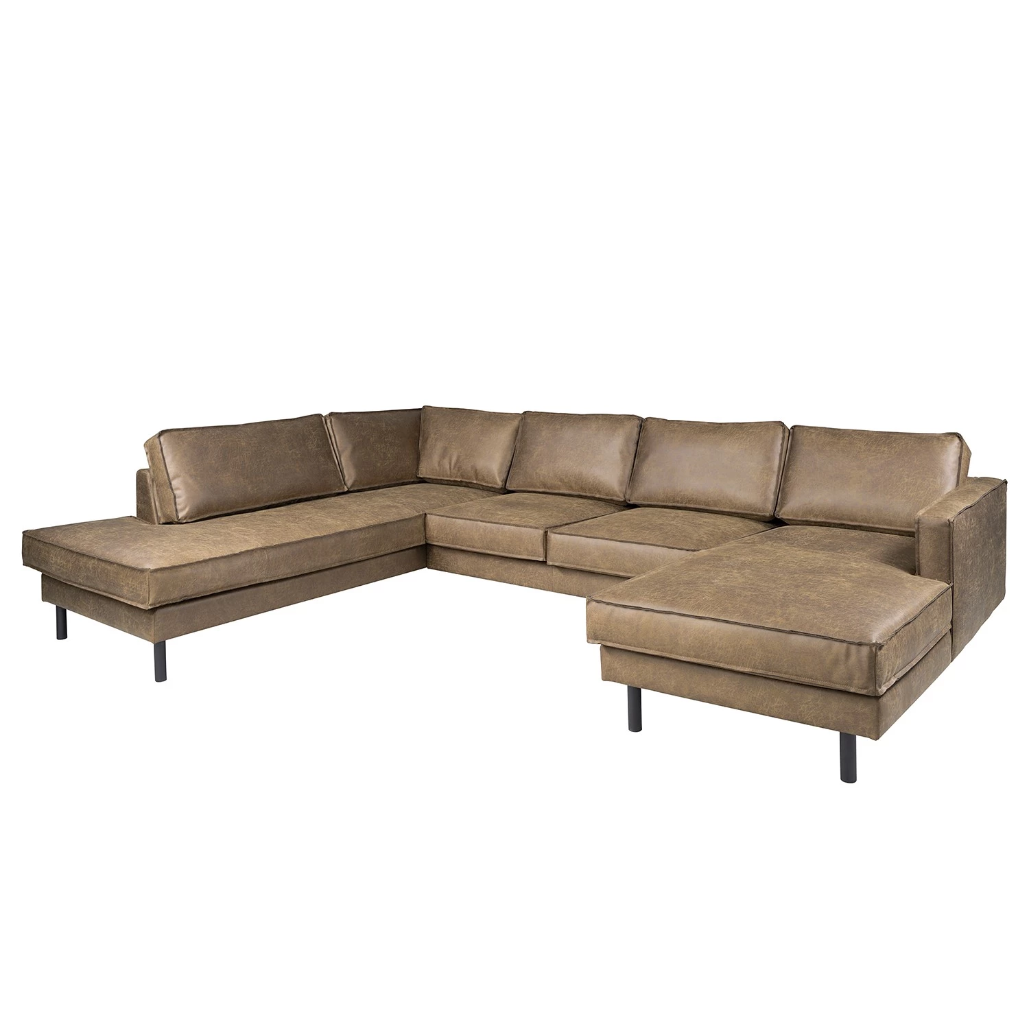 Canapé panoramique FORT DODGE - Aspect cuir vieilli - Microfibre Yaka: Noix de muscade - Méridienne courte à droite / longue à gauche (vue de face) - Sans repose-pieds 3 Canapé panoramique FORT DODGE - Aspect cuir vieilli - Microfibre Yaka: Noix de muscade - Méridienne courte à droite / longue à gauche (vue de face) - Sans repose-pieds