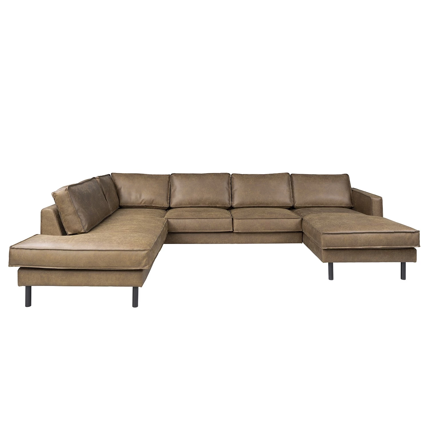 Canapé panoramique FORT DODGE - Aspect cuir vieilli - Microfibre Yaka: Noix de muscade - Méridienne courte à droite / longue à gauche (vue de face) - Sans repose-pieds 5 Canapé panoramique FORT DODGE - Aspect cuir vieilli - Microfibre Yaka: Noix de muscade - Méridienne courte à droite / longue à gauche (vue de face) - Sans repose-pieds – Image 3