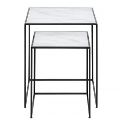 Red Living Tables gigognes Ballenita II (lot de 2) - Verre / Métal - Imitation marbre blanc / Noir 11 Red Living Tables gigognes Ballenita II (lot de 2) - Verre / Métal - Imitation marbre blanc / Noir -Meubles de salon Soldes 1000263256 210903 10534200003 DETAILS P000000001000263256