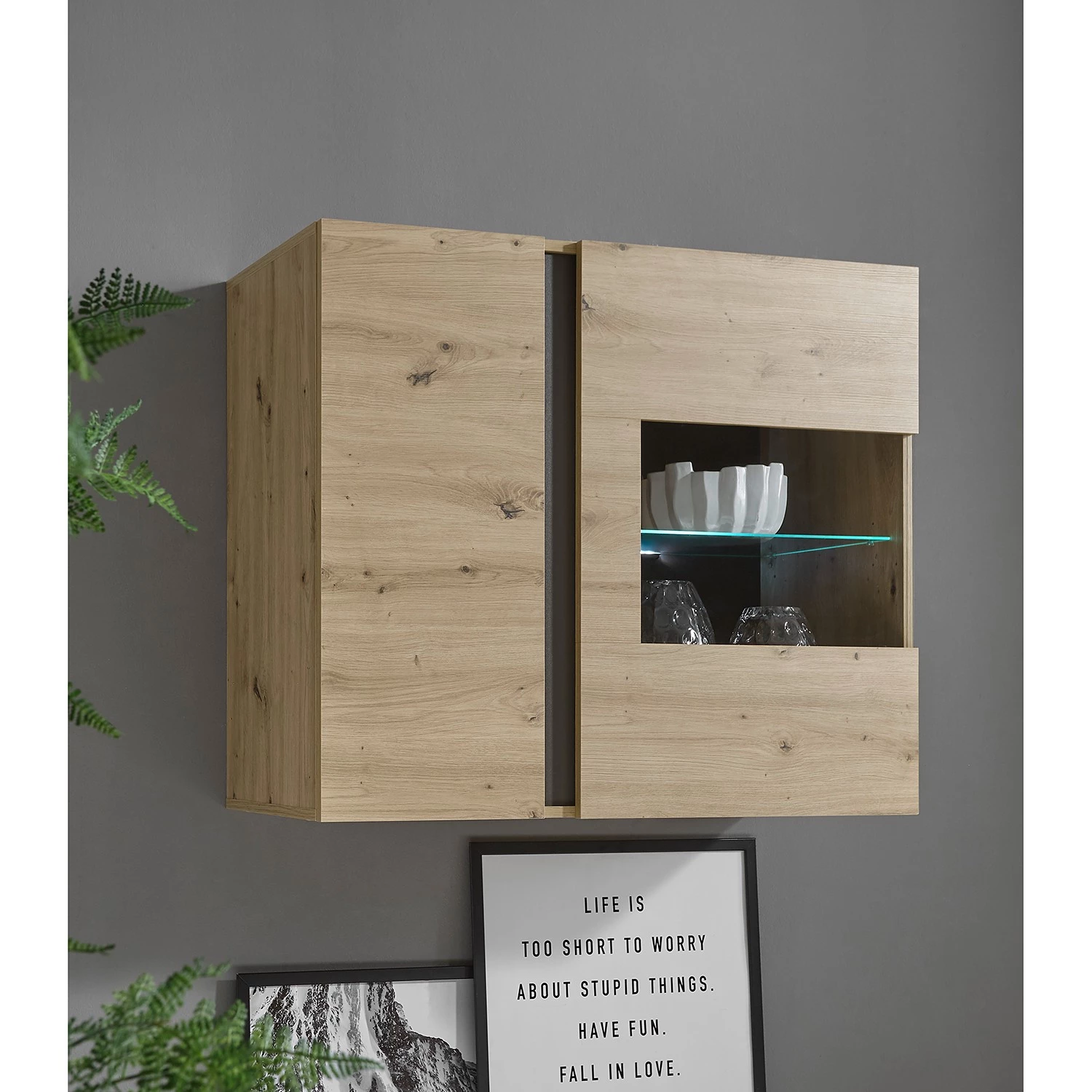 Loftscape Vitrine murale Cailla - Imitation chêne Artisan 4 Loftscape Vitrine murale Cailla - Imitation chêne Artisan – Image 2