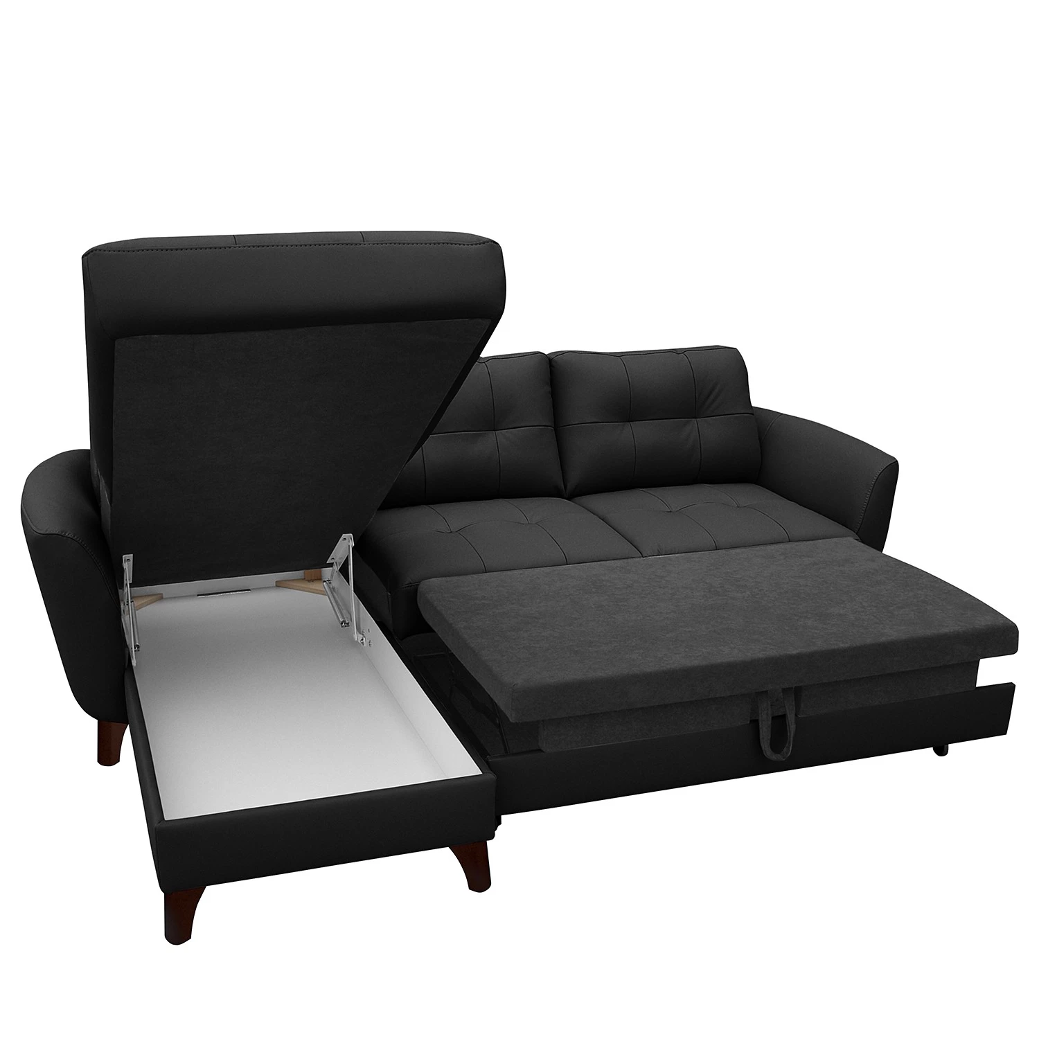 Loftscape Canapé d’angle Heimari I - Cuir Mabel: Noir - Méridienne courte à gauche (vue de face) - Avec fonction couchage 5 Loftscape Canapé d’angle Heimari I - Cuir Mabel: Noir - Méridienne courte à gauche (vue de face) - Avec fonction couchage – Image 3