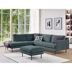 Mørteens Repose-pieds Landos - Velours côtelé Licia: Bleu marine -Meubles de salon Soldes 1000265005 210827 06180000312 MOOD DETAILS P000000001000265005 mood