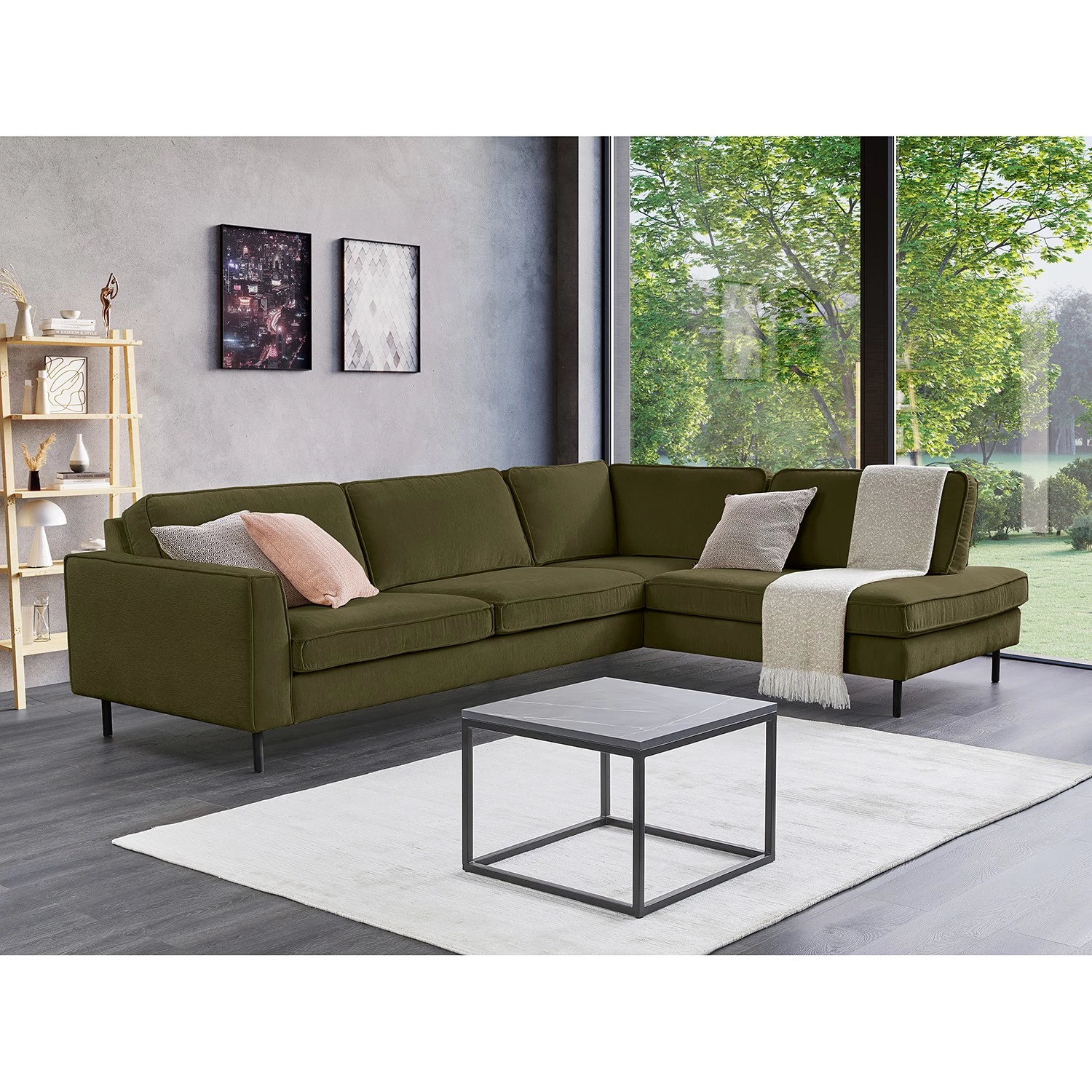 Mørteens Canapé d’angle Monblanc - Tissu - Tissu Velia: Vert foncé - Méridienne longue à droite (vue de face) 4 Mørteens Canapé d’angle Monblanc - Tissu - Tissu Velia: Vert foncé - Méridienne longue à droite (vue de face) – Image 2