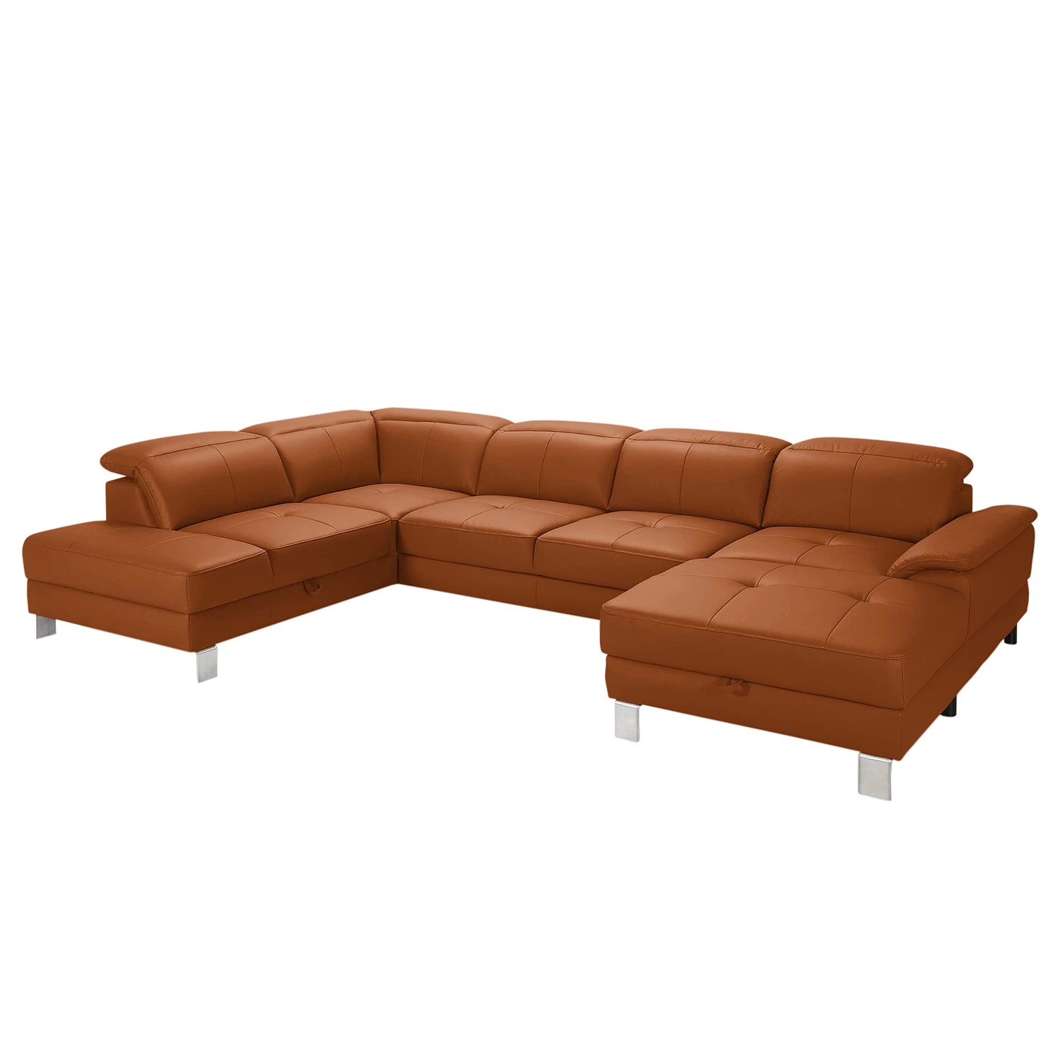 Loftscape Canapé panoramique Bussy - Cuir véritable - Cuir Moja: Marron chevreuil - Méridienne courte à droite / longue à gauche (vue de face) - Sans fonction couchage 3 Loftscape Canapé panoramique Bussy - Cuir véritable - Cuir Moja: Marron chevreuil - Méridienne courte à droite / longue à gauche (vue de face) - Sans fonction couchage