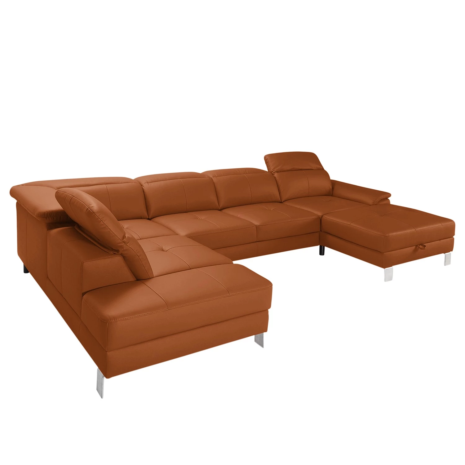 Loftscape Canapé panoramique Bussy - Cuir véritable - Cuir Moja: Marron chevreuil - Méridienne courte à droite / longue à gauche (vue de face) - Sans fonction couchage 5 Loftscape Canapé panoramique Bussy - Cuir véritable - Cuir Moja: Marron chevreuil - Méridienne courte à droite / longue à gauche (vue de face) - Sans fonction couchage – Image 3