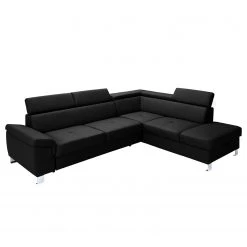 Loftscape Canapé d’angle Busene - Cuir véritable - Cuir Moja: Noir - Méridienne longue à droite (vue de face) - Avec fonction couchage -Meubles de salon Soldes 1000266851 210527 11194701003 DETAILS P000000001000266851