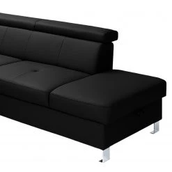 Loftscape Canapé d’angle Busene - Cuir véritable - Cuir Moja: Noir - Méridienne longue à droite (vue de face) - Avec fonction couchage -Meubles de salon Soldes 1000266851 210527 11194701006 DETAILS P000000001000266851