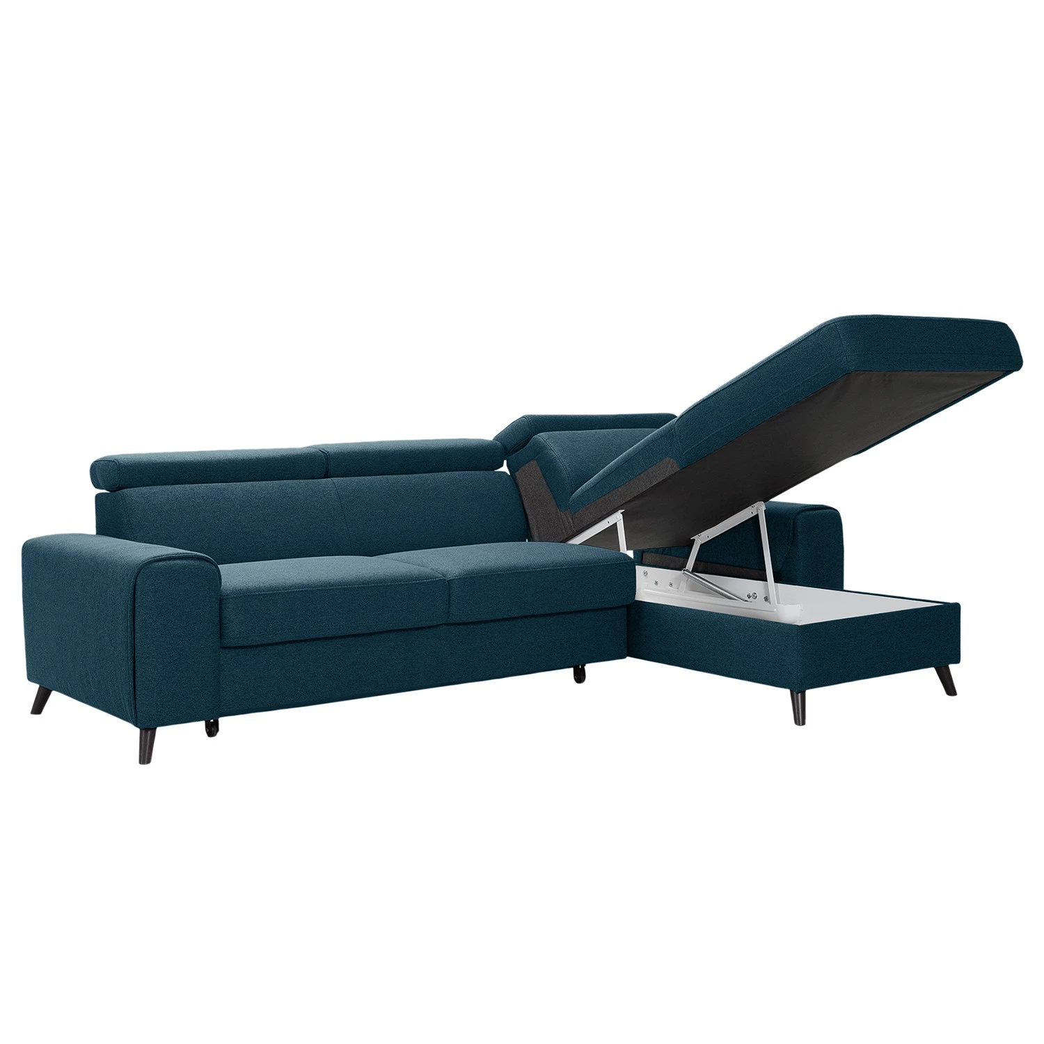 Loftscape Canapé d’angle Cadima II - Tissu - Tissu Cavo: Bleu marine - Méridienne courte à droite (vue de face) - Avec fonction couchage 5 Loftscape Canapé d’angle Cadima II - Tissu - Tissu Cavo: Bleu marine - Méridienne courte à droite (vue de face) - Avec fonction couchage – Image 3