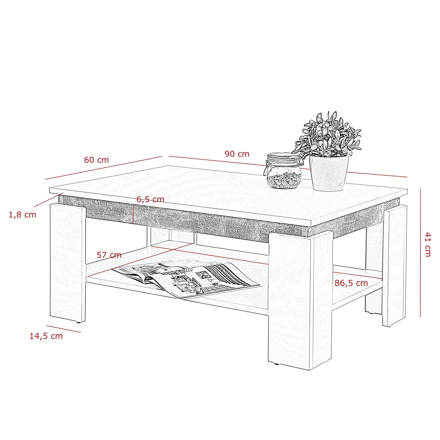 Loftscape Table basse Paola - Imitation bois ancien 5 Loftscape Table basse Paola - Imitation bois ancien – Image 3