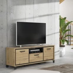 Red Living Meuble TV Egan - Imitation chêne artisan / Imitation chêne noir -Meubles de salon Soldes 1000270217 210609 06154000053 MOOD DETAILS P000000001000270217 mood