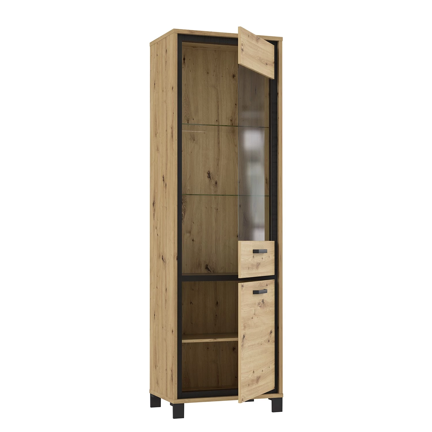 Red Living Vitrine Egan - Imitation chêne artisan / Imitation chêne noir 4 Red Living Vitrine Egan - Imitation chêne artisan / Imitation chêne noir – Image 2