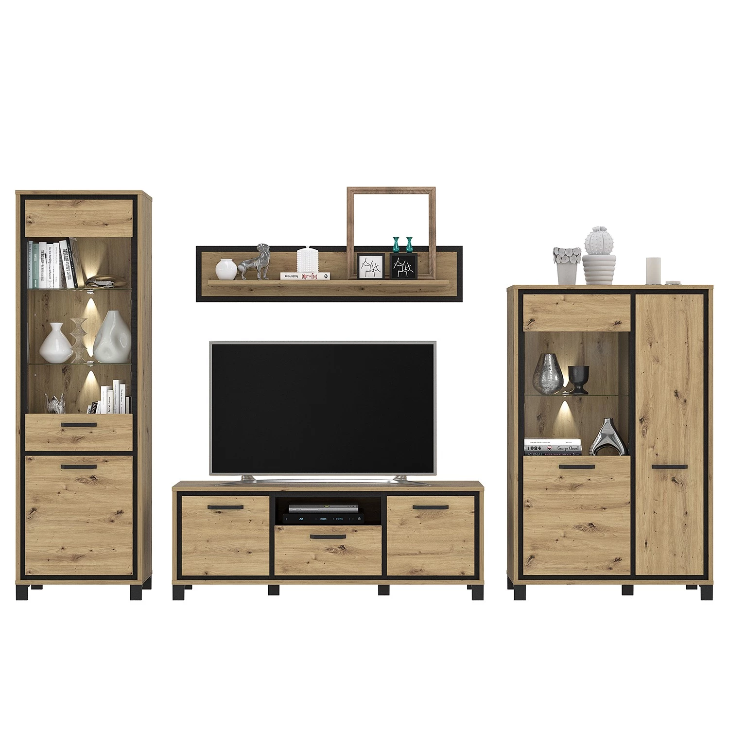 Red Living Ensemble meubles TV Egan (4 éléments) - Imitation chêne artisan / Imitation chêne noir 4 Red Living Ensemble meubles TV Egan (4 éléments) - Imitation chêne artisan / Imitation chêne noir – Image 2