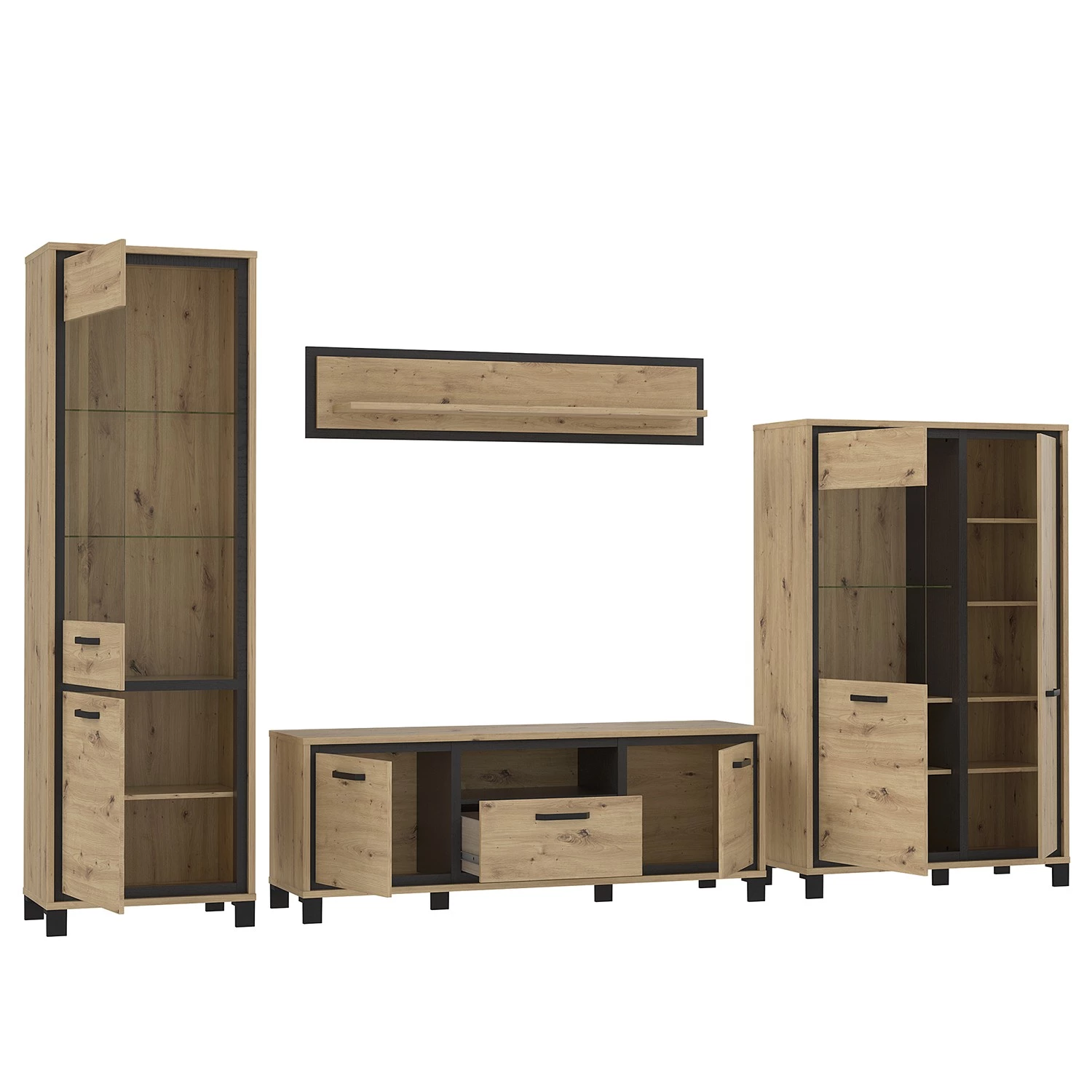 Red Living Ensemble meubles TV Egan (4 éléments) - Imitation chêne artisan / Imitation chêne noir 7 Red Living Ensemble meubles TV Egan (4 éléments) - Imitation chêne artisan / Imitation chêne noir – Image 5