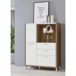 Norrwood Buffet haut Boyd II - Blanc / Imitation chêne -Meubles de salon Soldes 1000270241 210609 06160100223 MOOD DETAILS P000000001000270241 mood