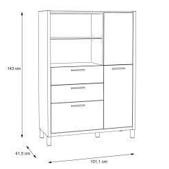Norrwood Buffet haut Boyd II - Blanc / Imitation chêne -Meubles de salon Soldes 1000270241 210609 06160100229 SKETCH DETAILS P000000001000270241 sketch