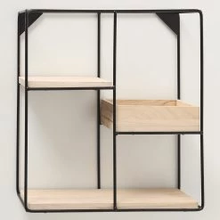 Boltze Étagère murale Tjorge I - Métal - Noir / Marron -Meubles de salon Soldes 1000270754 210709 14011700020 DETAILS P000000001000270754