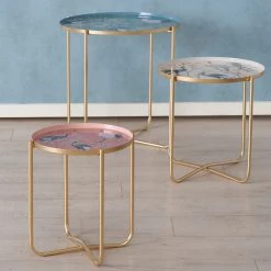 Boltze Bouts de canapé Krano (3 éléments) - Métal - Doré / Multicolore -Meubles de salon Soldes 1000270929 210709 14015000131 MOOD DETAILS P000000001000270929 mood