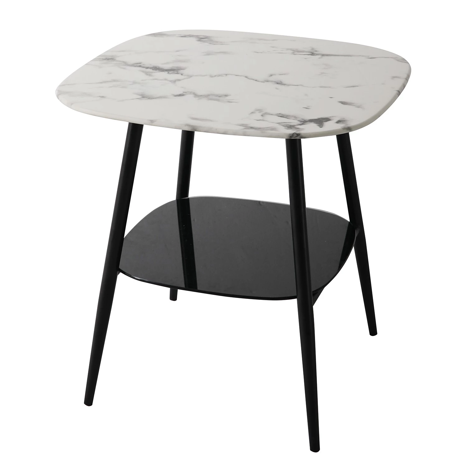 Red Living Bout de canapé Ladis - Verre / Métal - Imitation marbre blanc / Noir 3 Red Living Bout de canapé Ladis - Verre / Métal - Imitation marbre blanc / Noir