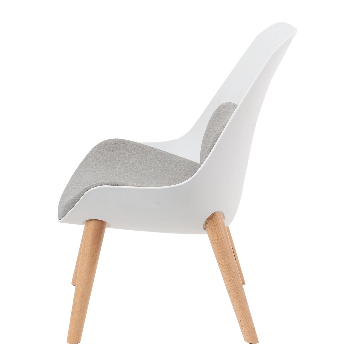 Mørteens Fauteuil Evie I - Matière plastique et tissu / Hêtre massif - Blanc et gris / Hêtre 5 Mørteens Fauteuil Evie I - Matière plastique et tissu / Hêtre massif - Blanc et gris / Hêtre – Image 3