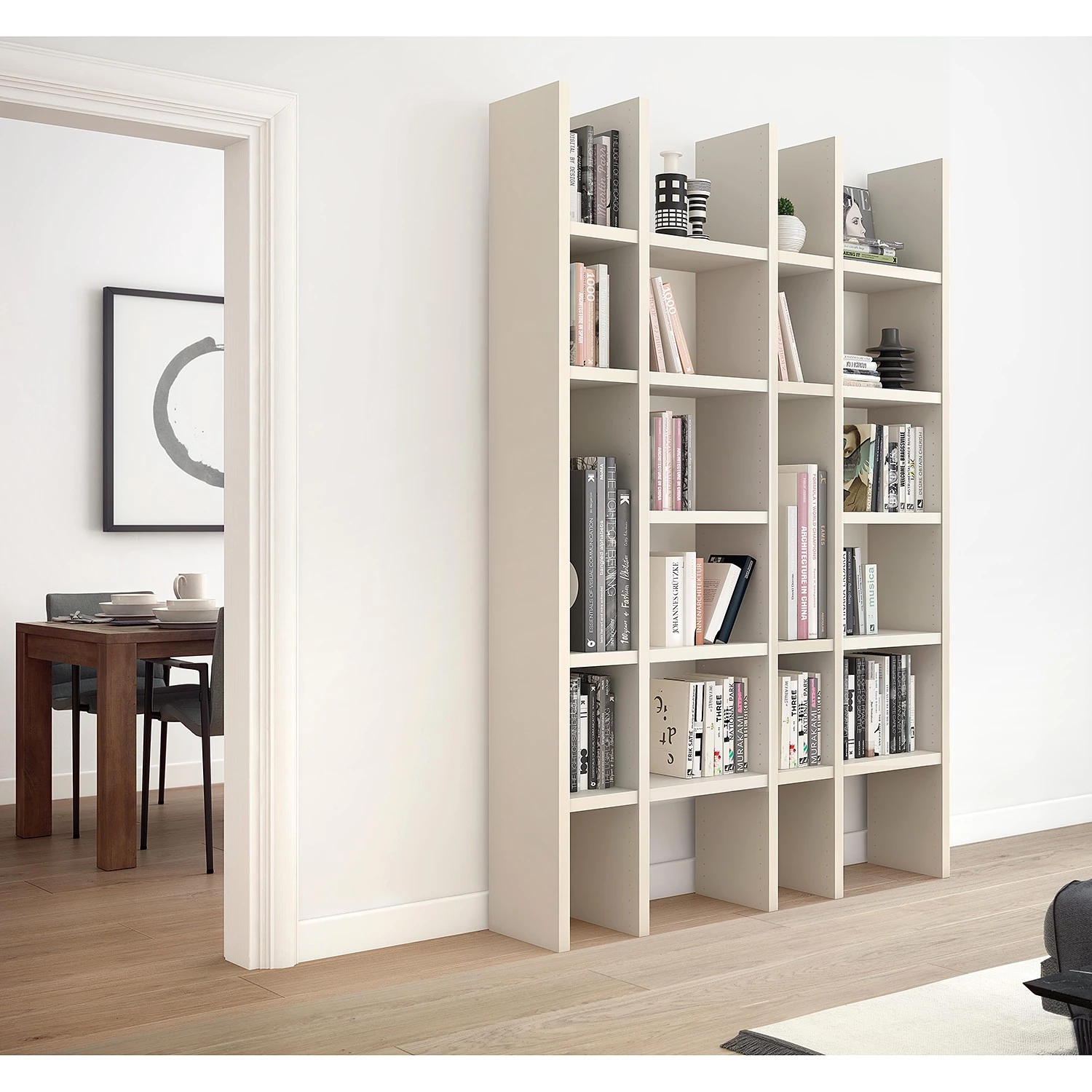 Loftscape Bibliothèque Emporior XII - Blanc crème - Mat beige clair - Largeur : 145 cm 4 Loftscape Bibliothèque Emporior XII - Blanc crème - Mat beige clair - Largeur : 145 cm – Image 2