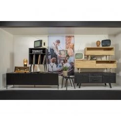 Norrwood Commode Lahti - Partiellement en pin massif - Pin noir / Noyer -Meubles de salon Soldes 1000275642 210630 12470300180 MOOD DETAILS P000000001000275642 mood
