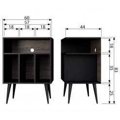 Norrwood Commode Lahti - Partiellement en pin massif - Pin noir / Noyer -Meubles de salon Soldes 1000275642 210630 12470300183 SKETCH DETAILS P000000001000275642 sketch