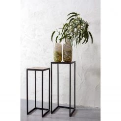 Red Living Bouts de canapé Filley I (lot de 2) - Teck recyclé/ Métal - Teck / Noir -Meubles de salon Soldes 1000275683 210630 12482100398 MOOD DETAILS P000000001000275683 mood