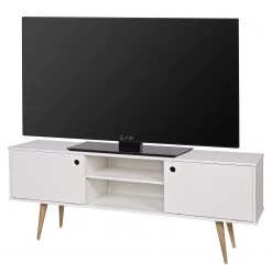 Norrwood Meuble TV Lanai - Pin massif - Blanc / Pin