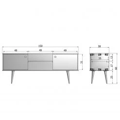 Norrwood Meuble TV Lanai - Pin massif - Blanc / Pin -Meubles de salon Soldes 1000275687 210630 12482500428 SKETCH DETAILS P000000001000275687 sketch