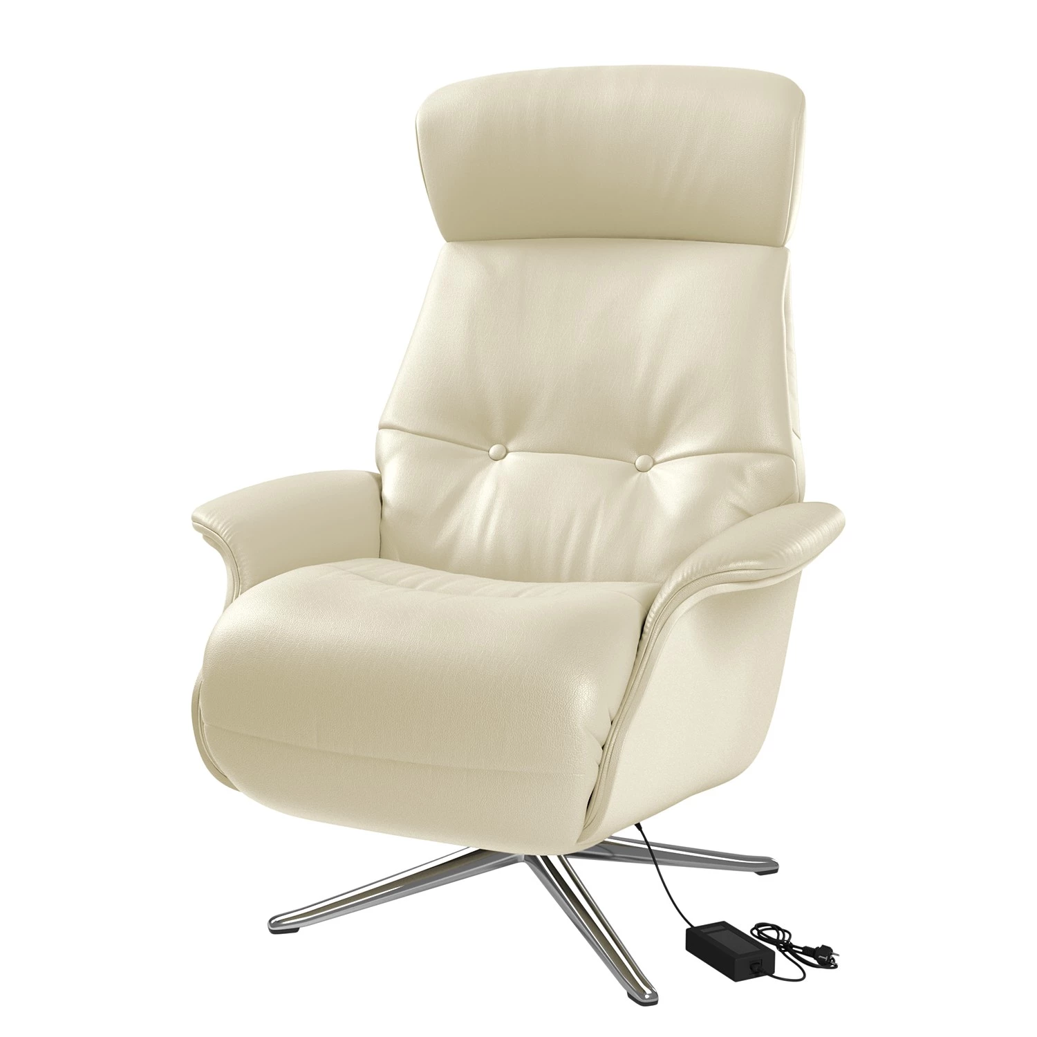 Studio Copenhagen Fauteuil relax Anderson VI - Cuir véritable Neka : Blanc - Chrome brillant - Couvert 3 Studio Copenhagen Fauteuil relax Anderson VI - Cuir véritable Neka : Blanc - Chrome brillant - Couvert