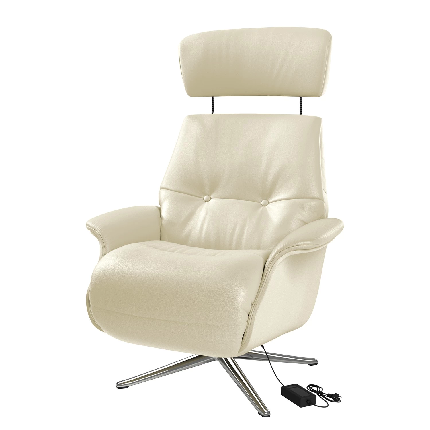 Studio Copenhagen Fauteuil relax Anderson VI - Cuir véritable Neka : Blanc - Chrome brillant - Couvert 4 Studio Copenhagen Fauteuil relax Anderson VI - Cuir véritable Neka : Blanc - Chrome brillant - Couvert – Image 2