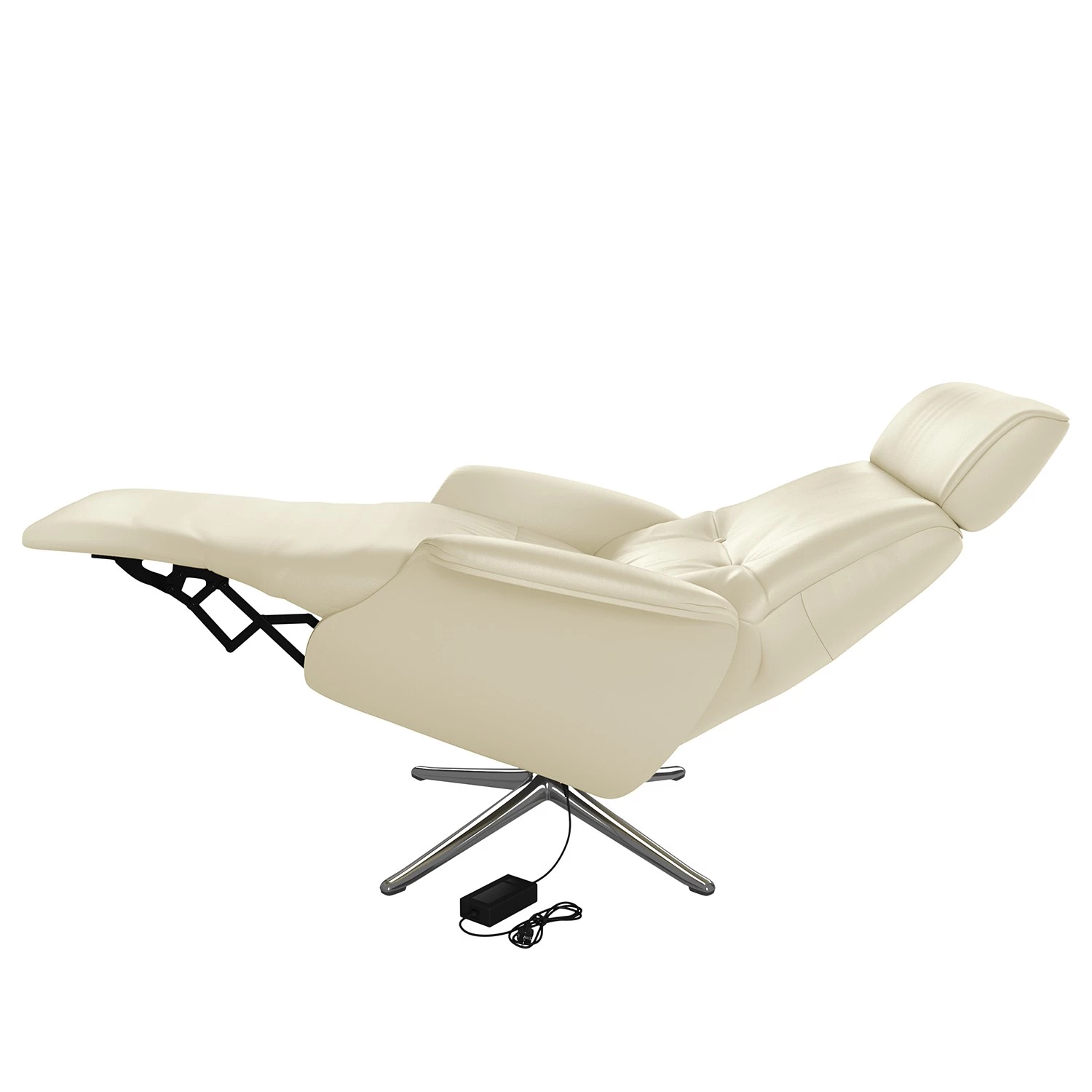 Studio Copenhagen Fauteuil relax Anderson VI - Cuir véritable Neka : Blanc - Chrome brillant - Couvert 7 Studio Copenhagen Fauteuil relax Anderson VI - Cuir véritable Neka : Blanc - Chrome brillant - Couvert – Image 5