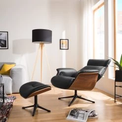 Studio Copenhagen Fauteuil relax Anderson I - Cuir véritable Neka : Noir - Noir - Noyer -Meubles de salon Soldes 1000276939 211007 104200000027 MOOD DETAILS P000000001000276939 mood