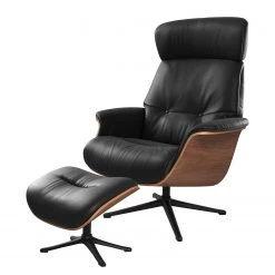 Studio Copenhagen Fauteuil relax Anderson I - Cuir véritable Neka : Noir - Noir - Noyer -Meubles de salon Soldes 1000276939 211007 10420000090 DETAILS P000000001000276939