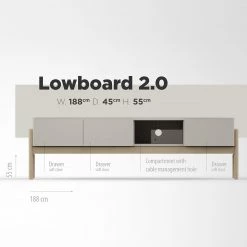Studio Copenhagen Meuble TV Cooby II - Blanc / Chêne -Meubles de salon Soldes 1000276947 211111 1449030000503 SKETCH DETAILS P000000001000276947 sketch