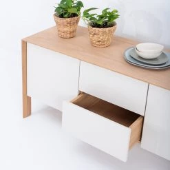 Studio Copenhagen Enfilade Maayka I - Partiellement en chêne massif - Blanc / Chêne clair -Meubles de salon Soldes 1000277378 211012 153648000088 DETAILS P000000001000277378