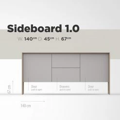 Studio Copenhagen Enfilade Maayka I - Partiellement en chêne massif - Blanc / Chêne clair -Meubles de salon Soldes 1000277378 211111 1449030000507 SKETCH DETAILS P000000001000277378 sketch